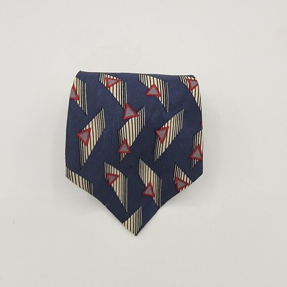 Austin Grey Other - Mens Necktie Austin Grey Silk, Blue Tan Red, Tie, Formal, Size 55 By 4 Vintage